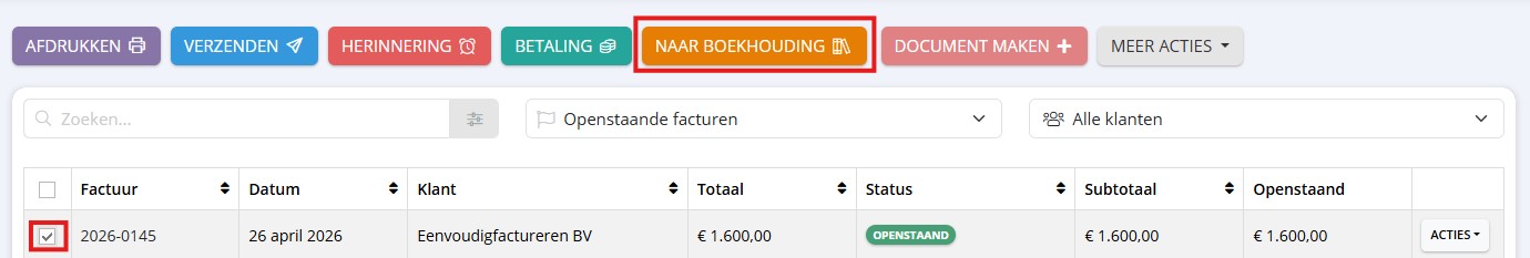 Verzenden naar boekhouder